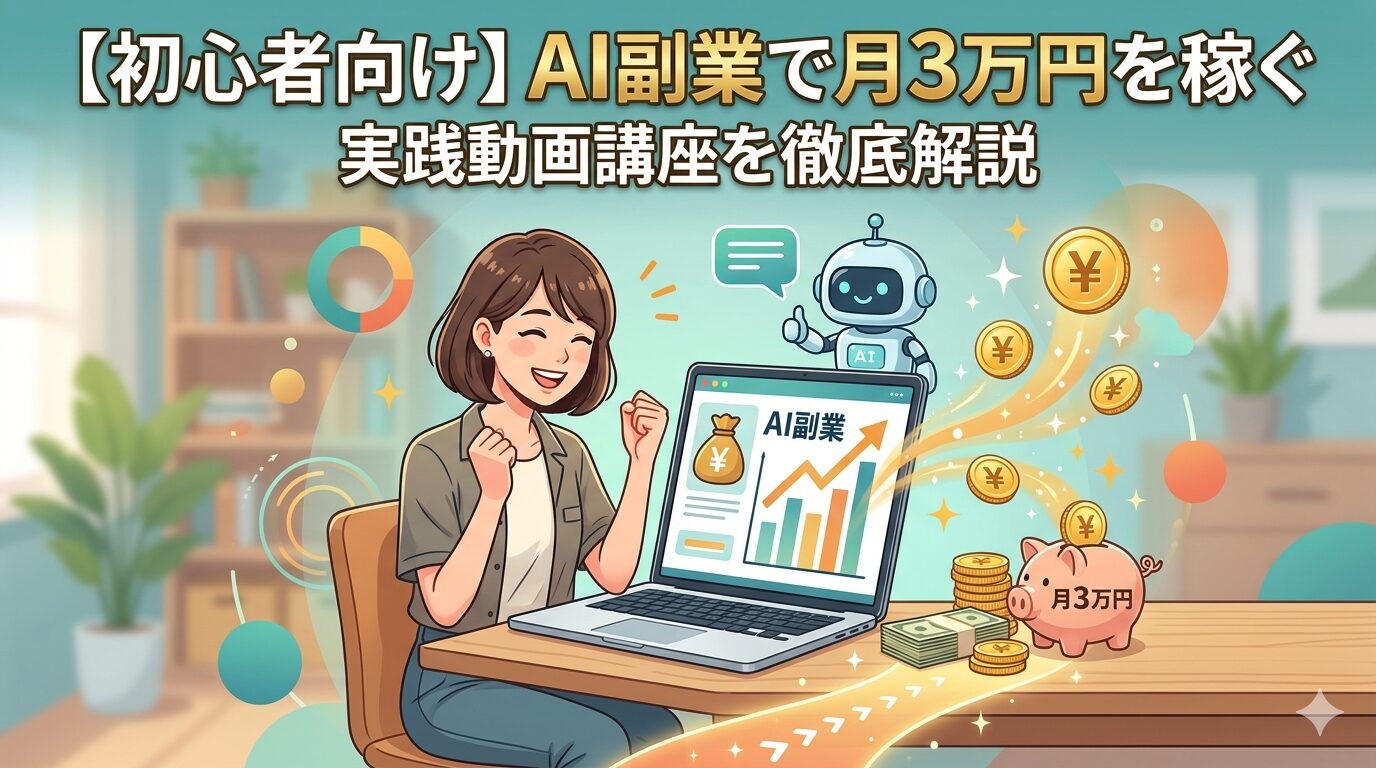 【初心者向け】AI副業で月3万円を稼ぐ」「実践動画講座を徹底解説」