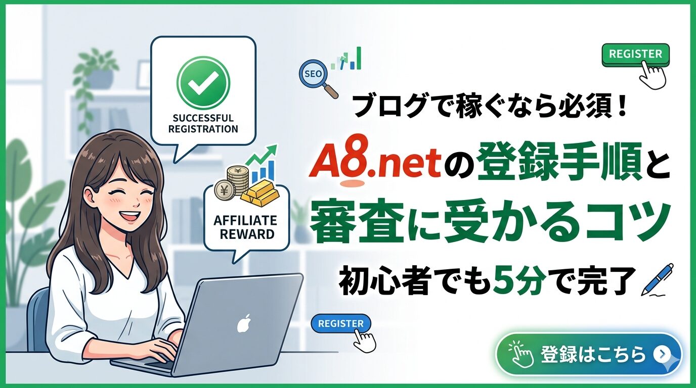 ブログで稼ぐなら必須！ A8.netの登録手順と審査に受かるコツ
