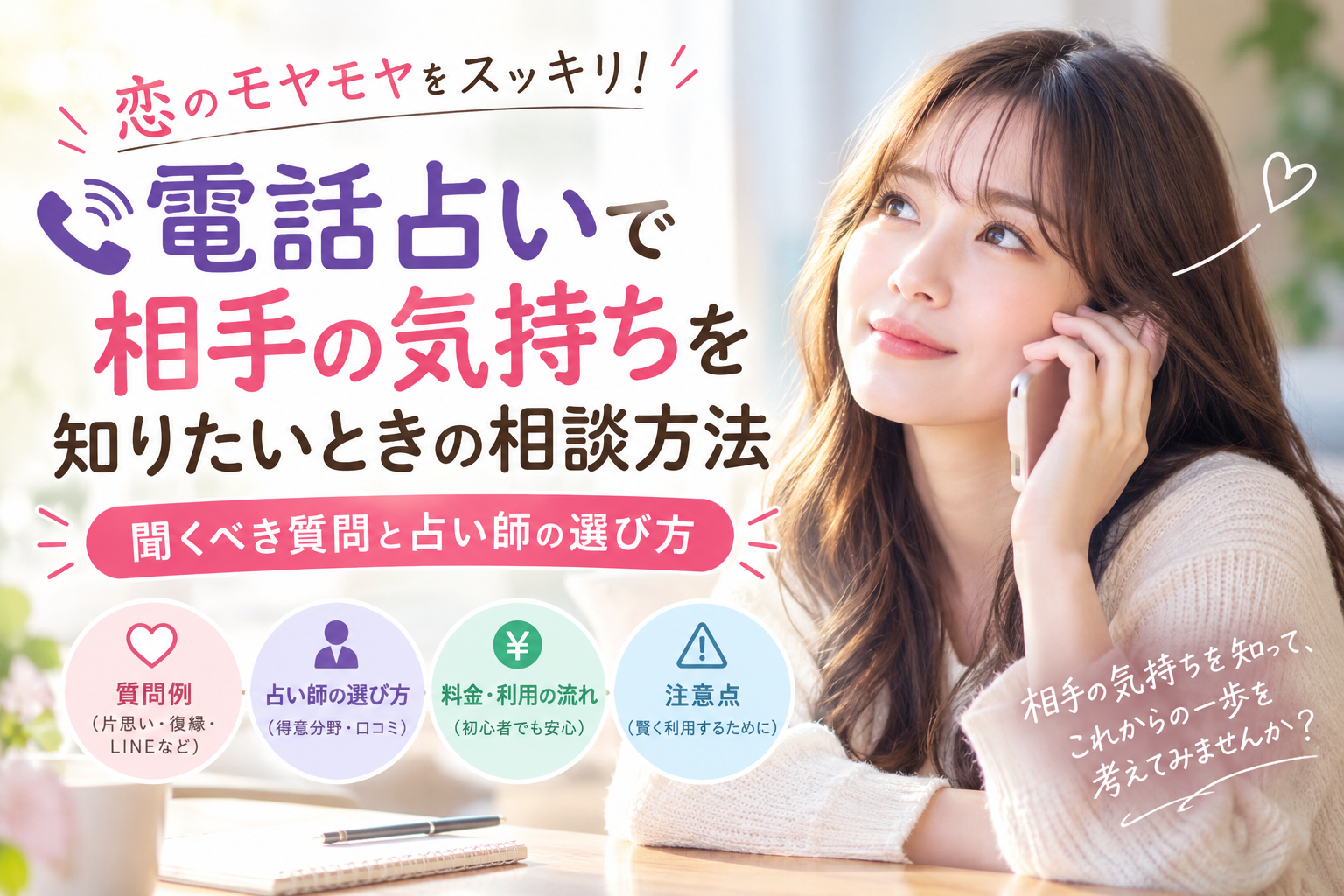 電話占いで相手の気持ちを知りたいときの相談方法|聞くべき質問と占い師の選び方