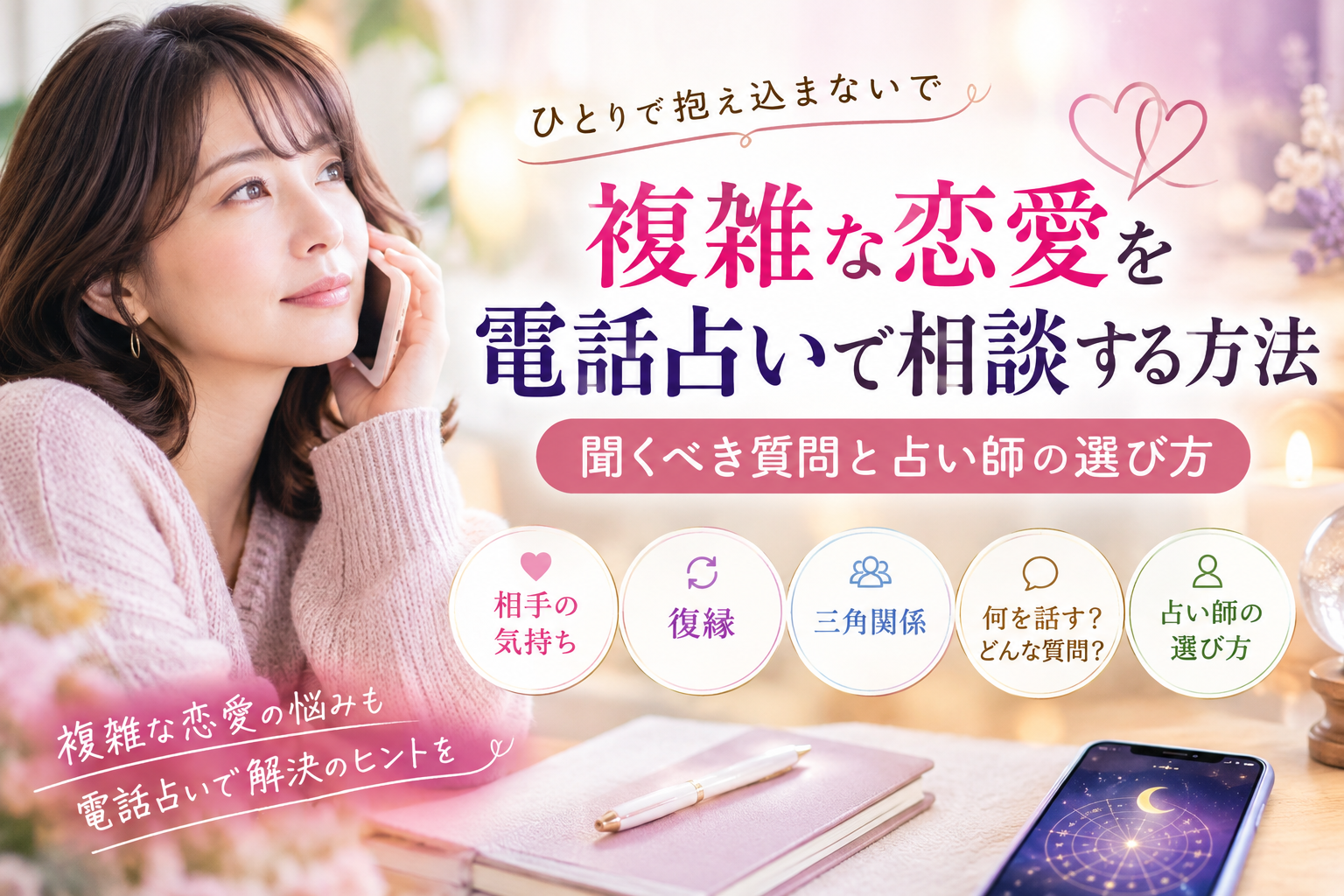 複雑な恋愛を電話占いで相談する方法｜聞くべき質問と占い師の選び方