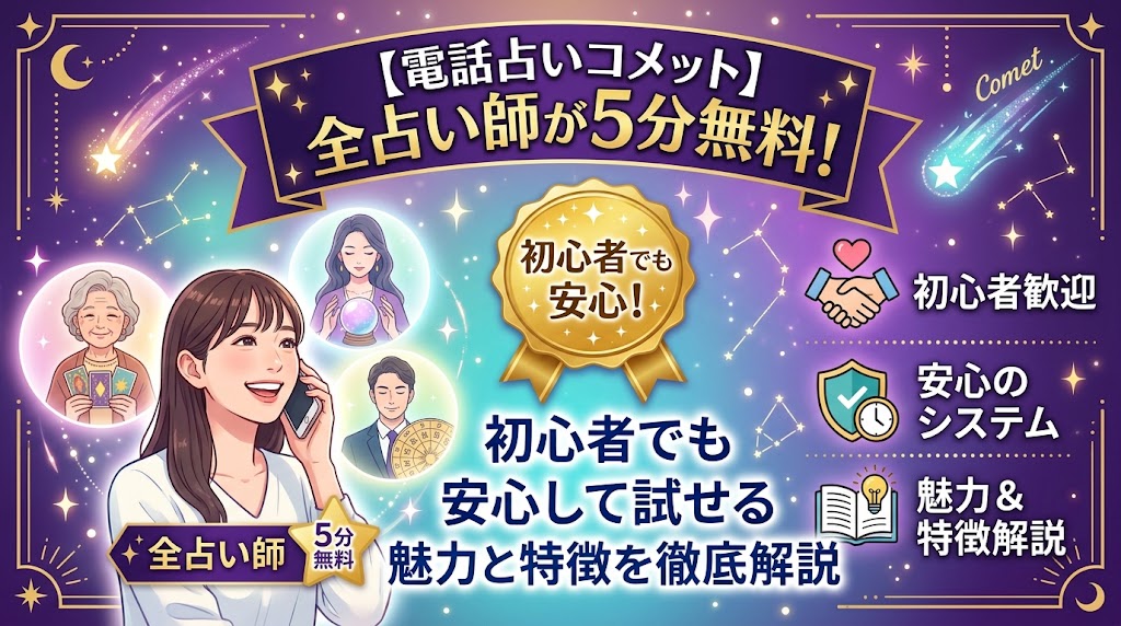 電話占いコメット】全占い師が5分無料!初心者でも安心して試せる魅力と特徴を徹底解説