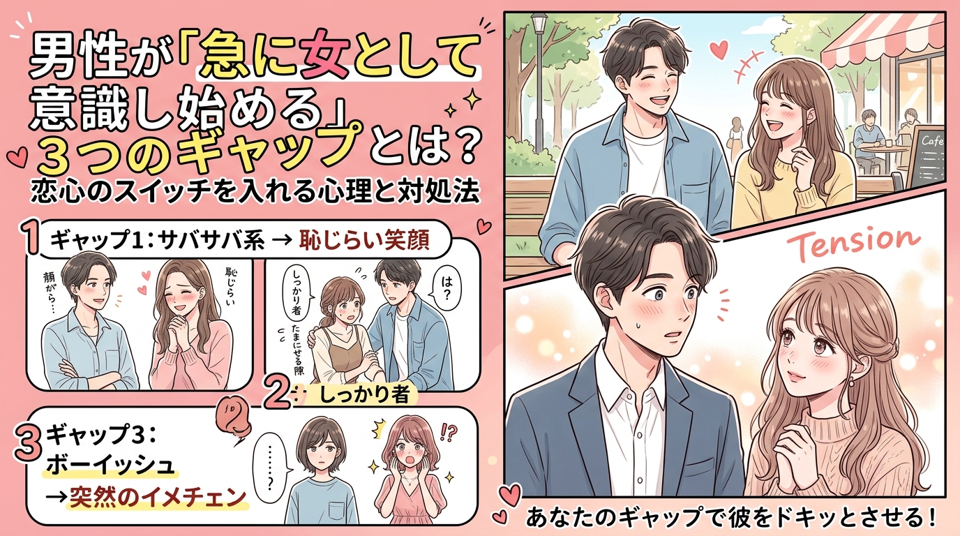 男性が「急に女として意識し始める」3つのギャップとは？恋心のスイッチを入れる心理と対処法